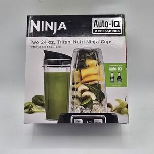 Ninja Auto-iQ Two 24 oz Nutri Ninja Cups Sip & Seal Lids BPA Free Tritan 2-Pack